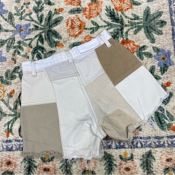 RE/DONE x Levi’s Patched Denim Shorts Size 23 high rise white tan vintage - Picture 6 of 9